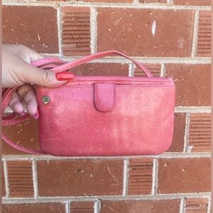 HOBO brand Distressed Leather Rose Pink Mini Crossbody Bag